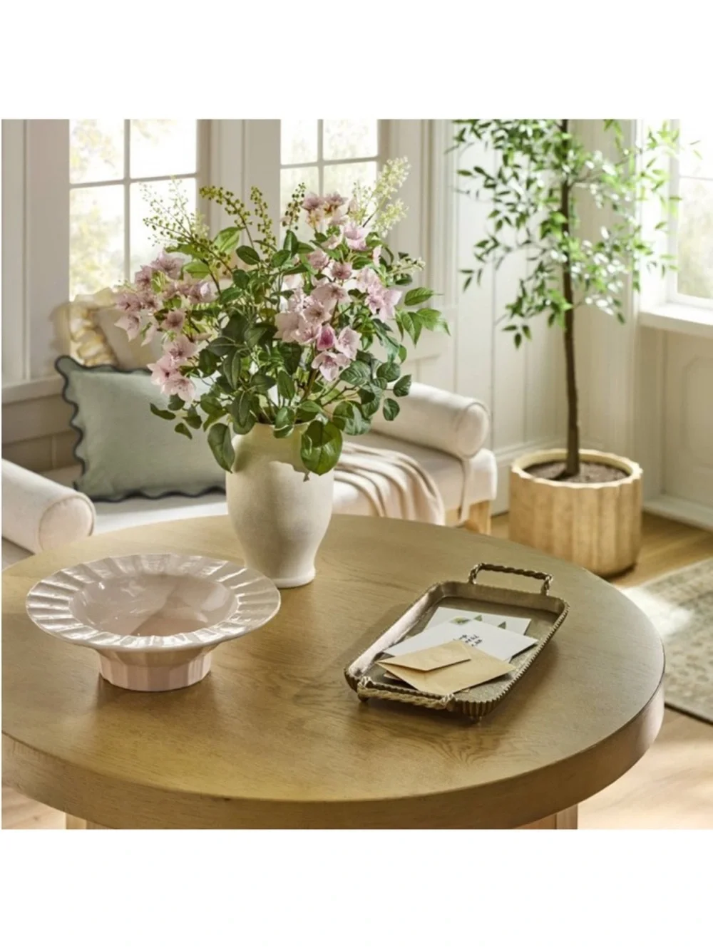 Brass Footed Tray with Handles Antique Distressed Finish -Threshold Studio McGee